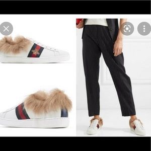 GUCCI ACE FUR SNEAKERS SIZE 35